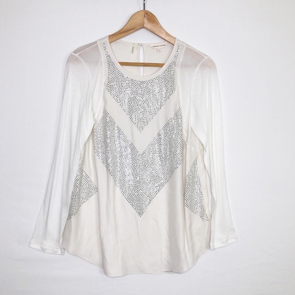 Rebecca Taylor cream embellished silk top - Picture 1 of 10